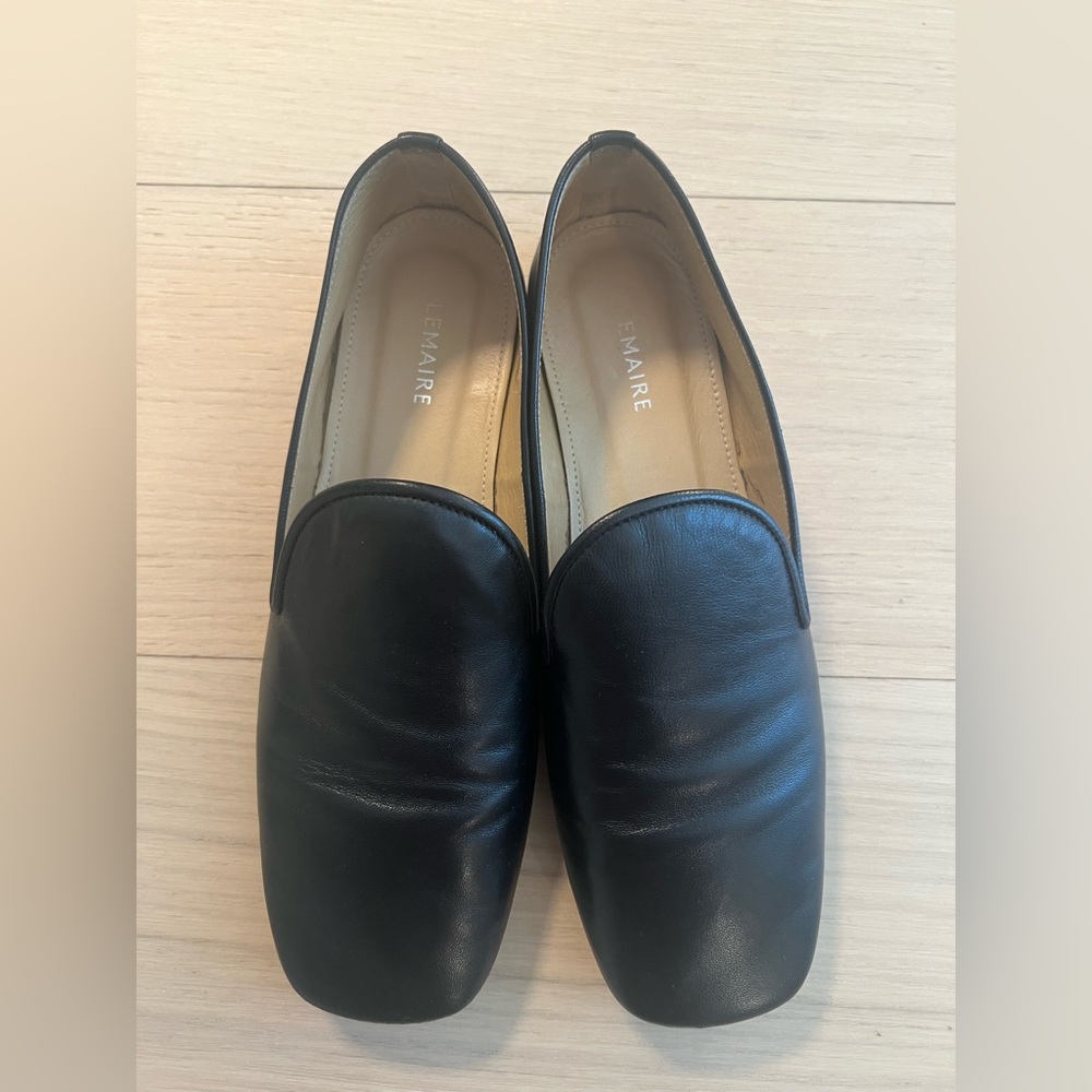 Lemaire soft leather loafer in black